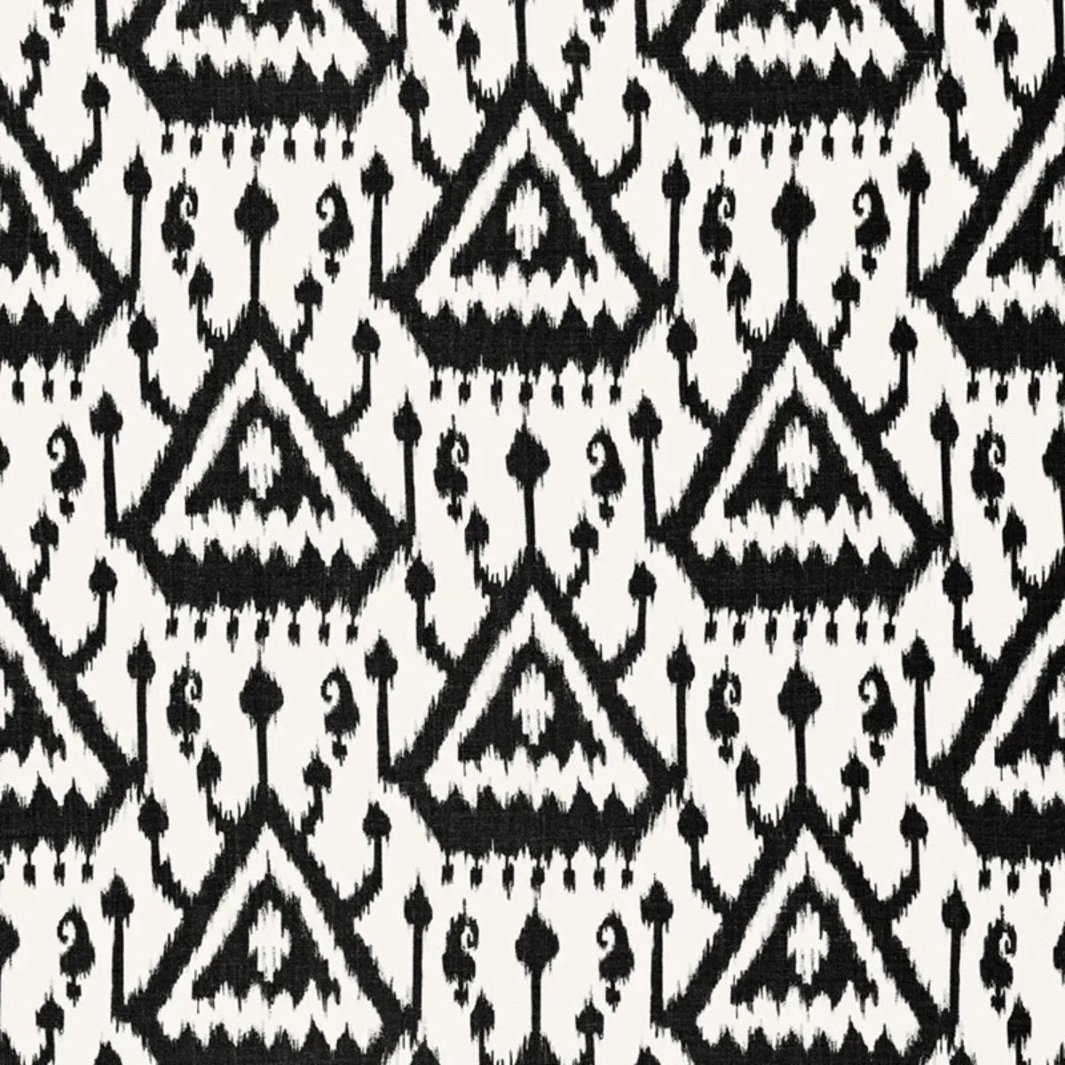 Schumacher 175021 Vientiane Ikat Ebony fabric swatch