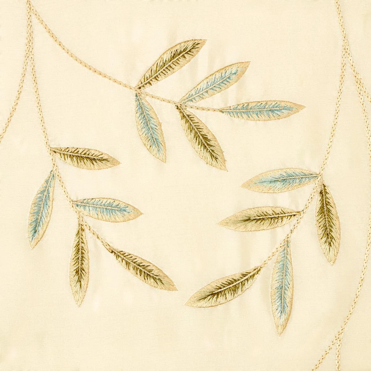 Schumacher 52080 Vigne Embroidery Aqua fabric swatch