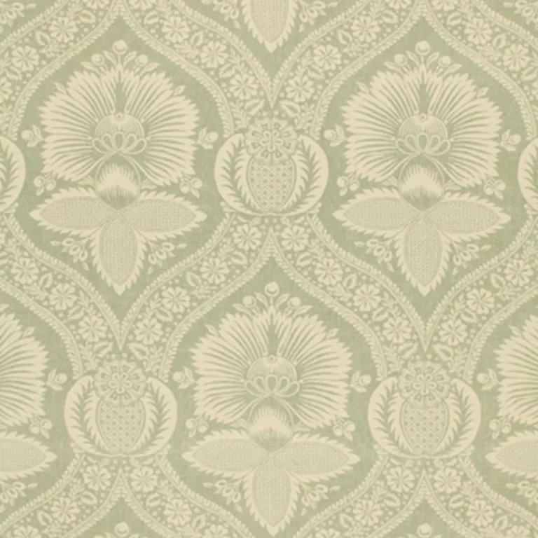 Schumacher 173373 Villandry Damask Print Mineral fabric swatch
