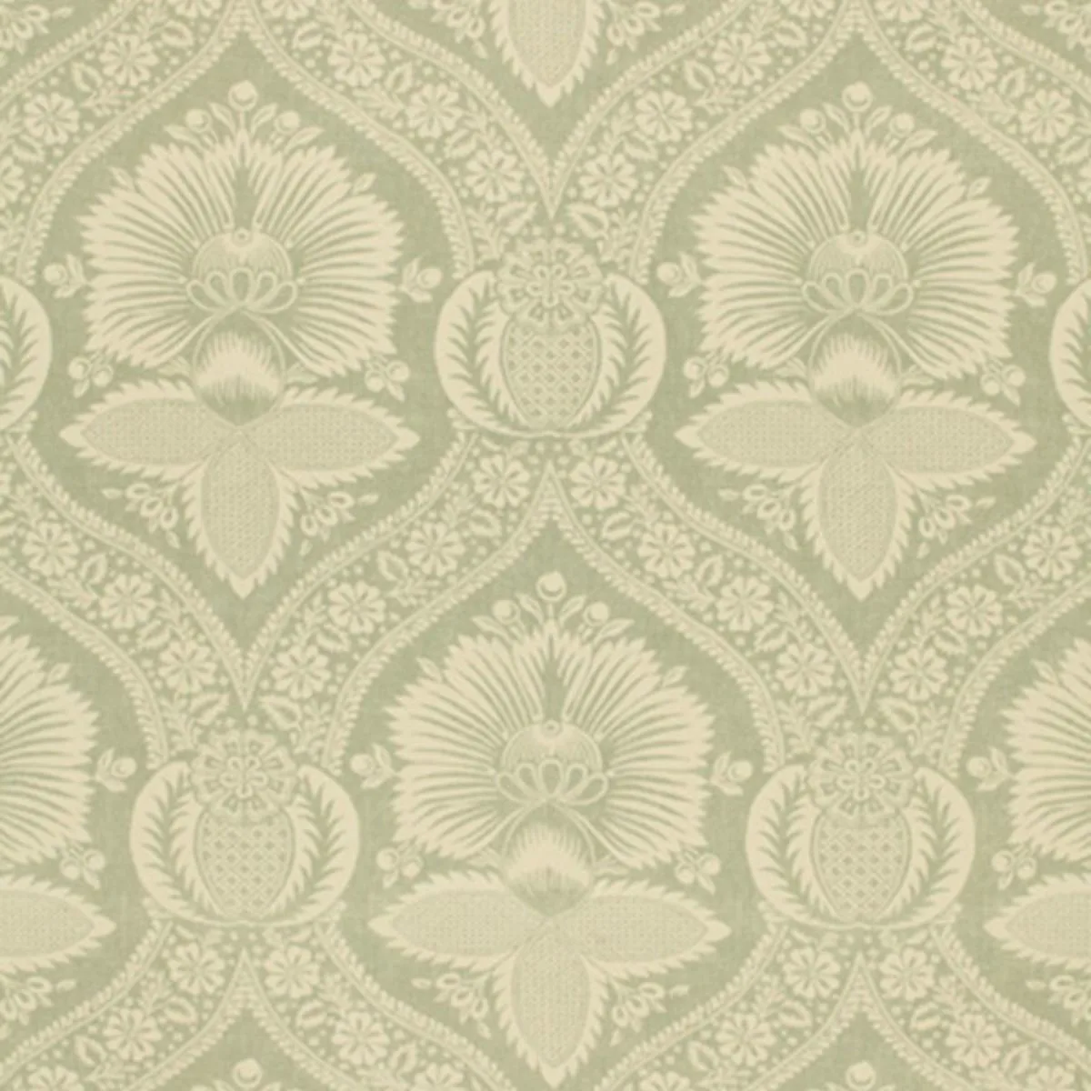 Schumacher 173373 Villandry Damask Print Mineral fabric swatch