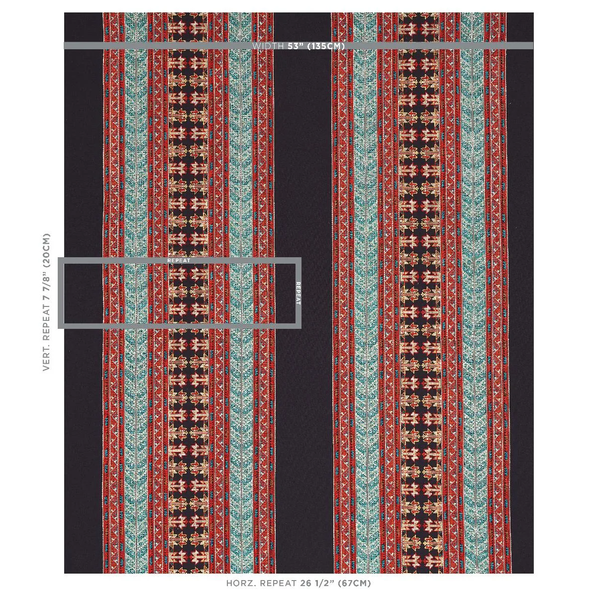 Schumacher 79621 Vinka Embroidery Red & Black fabric swatch