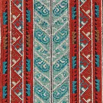 Schumacher 79621 Vinka Embroidery Red & Black fabric swatch