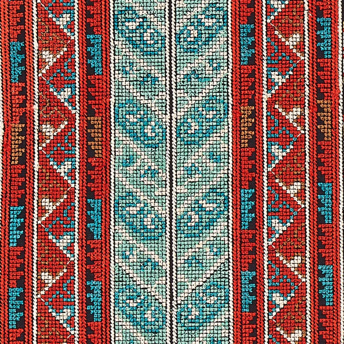 Schumacher 79621 Vinka Embroidery Red & Black fabric swatch