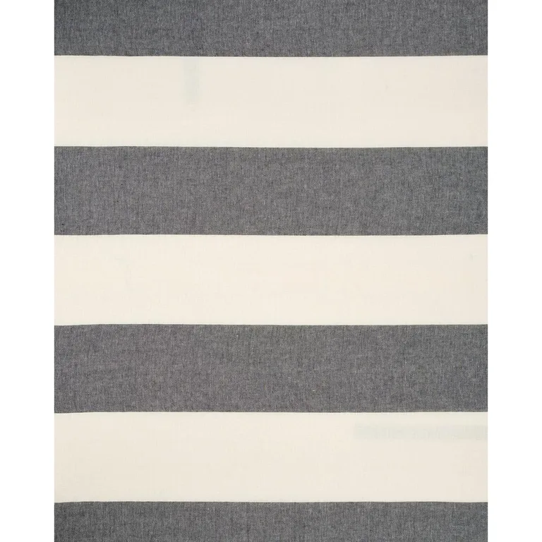 Schumacher 67944 Vista Linen Stripe Casement Carbon And White fabric swatch