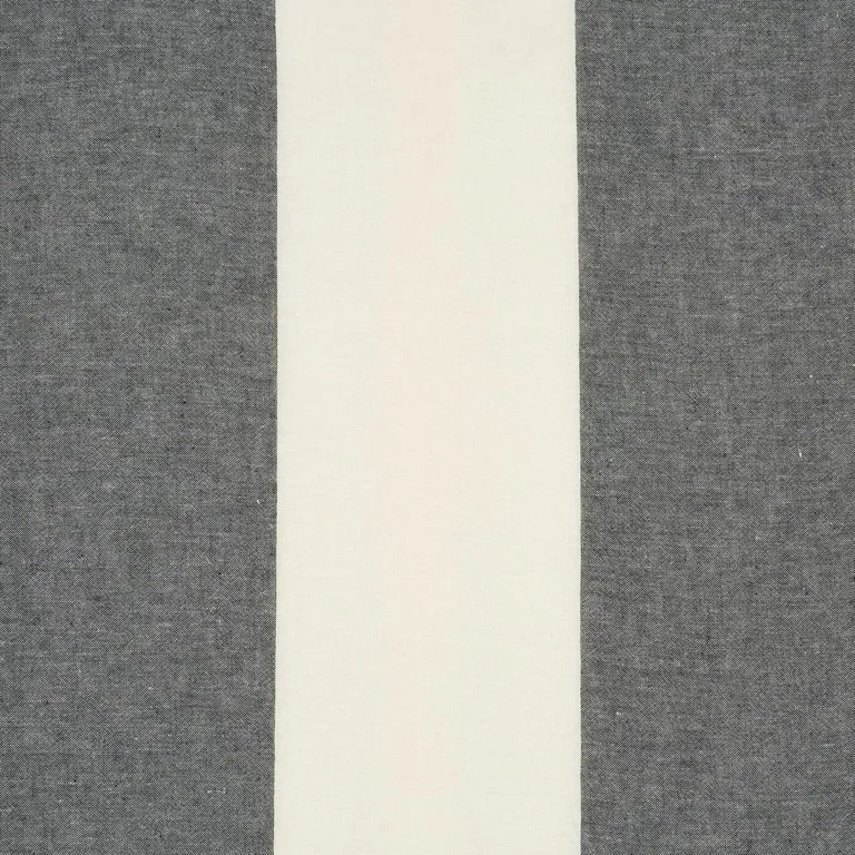 Schumacher 67944 Vista Linen Stripe Casement Carbon And White fabric swatch