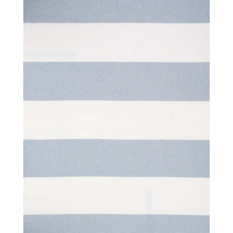 Schumacher 67943 Vista Linen Stripe Casement Sky And White fabric swatch
