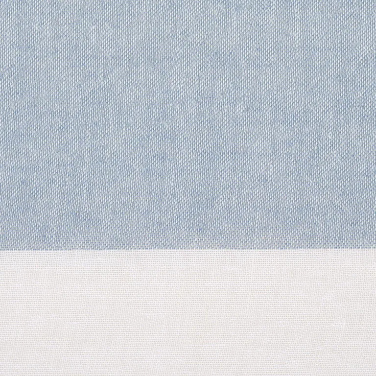 Schumacher 67943 Vista Linen Stripe Casement Sky And White fabric swatch