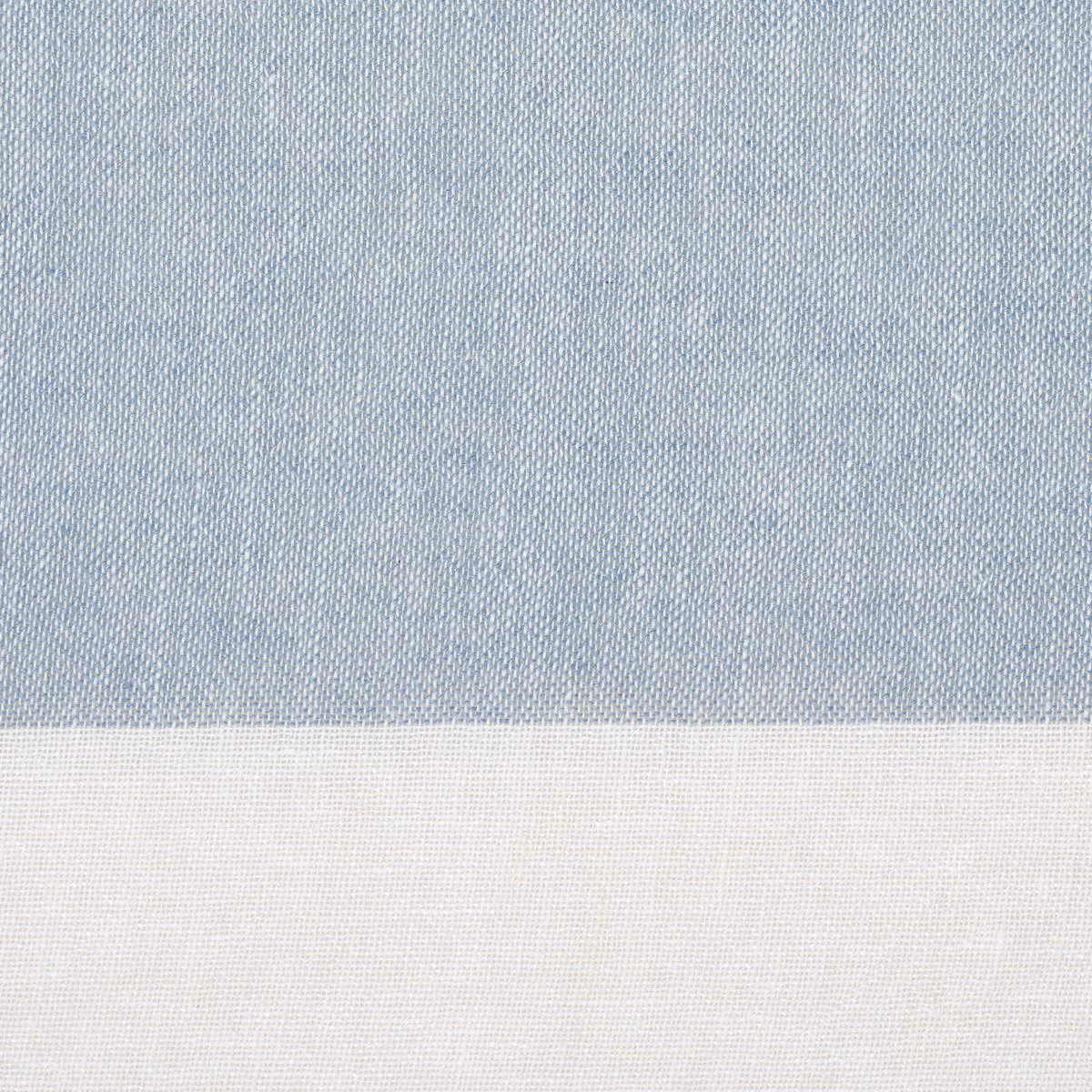 Schumacher 67943 Vista Linen Stripe Casement Sky And White fabric swatch