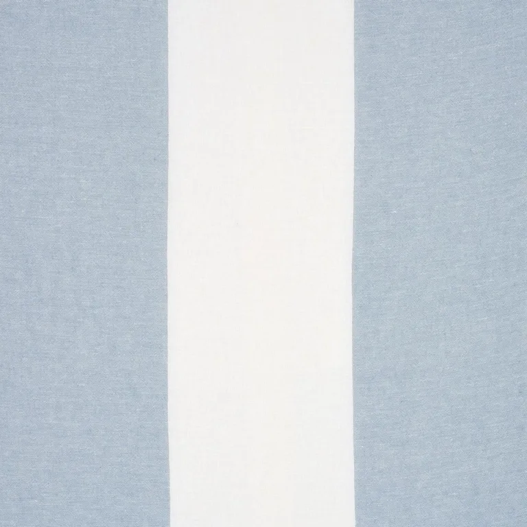 Schumacher 67943 Vista Linen Stripe Casement Sky And White fabric swatch