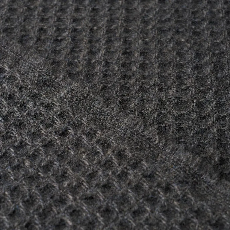 Schumacher 82642 Walden Wool Texture Charcoal fabric swatch