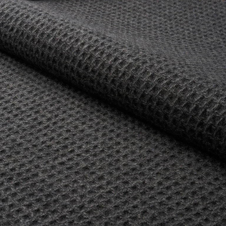 Schumacher 82642 Walden Wool Texture Charcoal fabric swatch