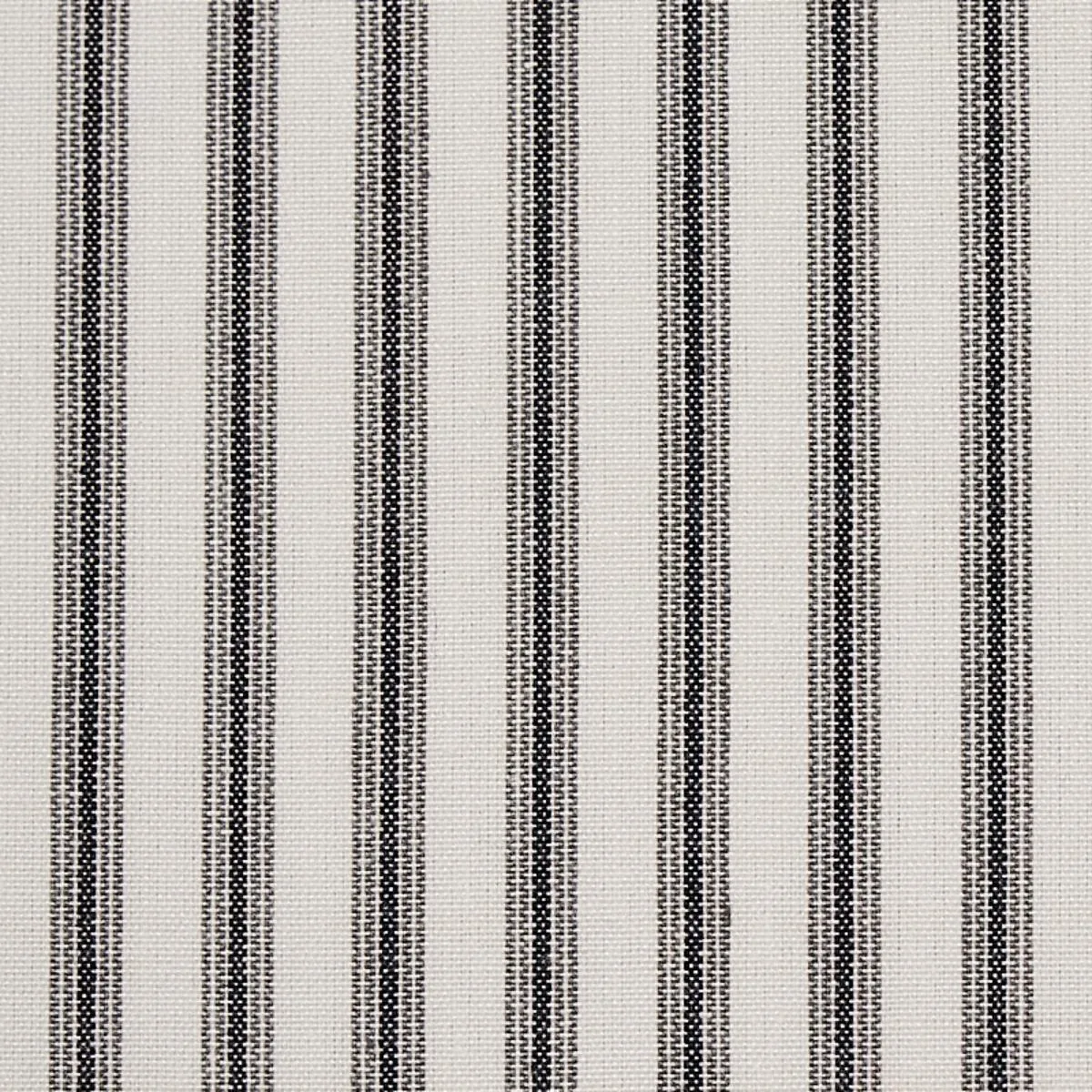 Schumacher 60077 Wellfleet Ticking Stripe Black fabric swatch