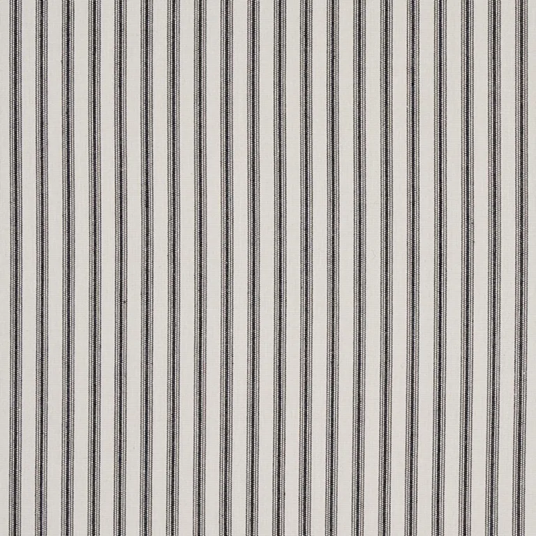 Schumacher 60077 Wellfleet Ticking Stripe Black fabric swatch