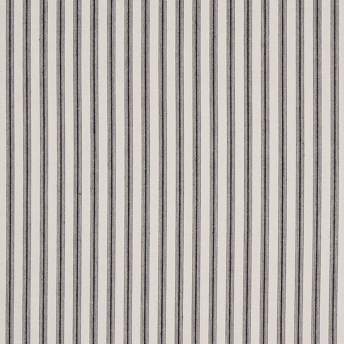 Schumacher 60077 Wellfleet Ticking Stripe Black fabric swatch