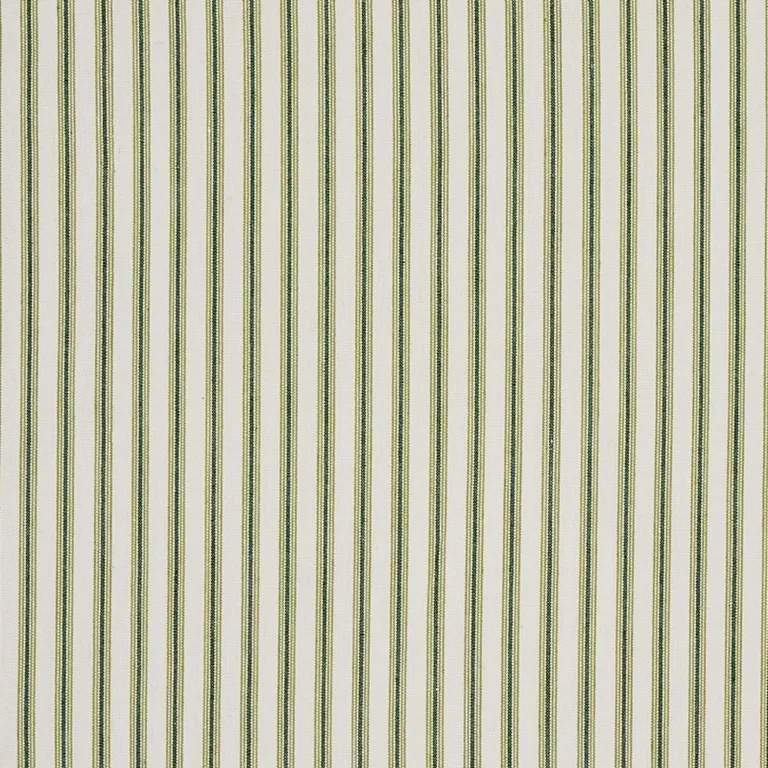 Schumacher 60075 Wellfleet Ticking Stripe Green fabric swatch
