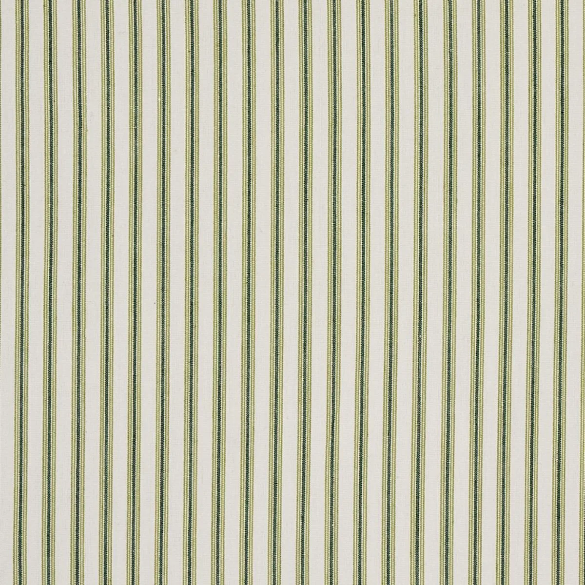 Schumacher 60075 Wellfleet Ticking Stripe Green fabric swatch