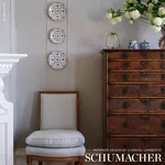 Schumacher 66021 Wellfleet Ticking Stripe Ocean fabric swatch