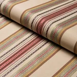 Schumacher 3322011 Wellington Stripe Multi On Pecan fabric swatch