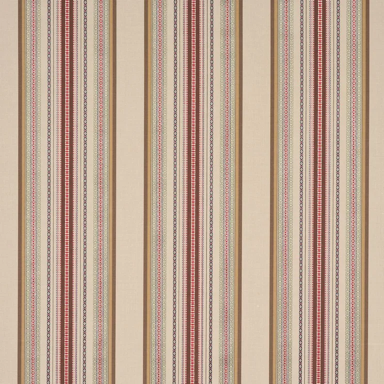 Schumacher 3322011 Wellington Stripe Multi On Pecan fabric swatch