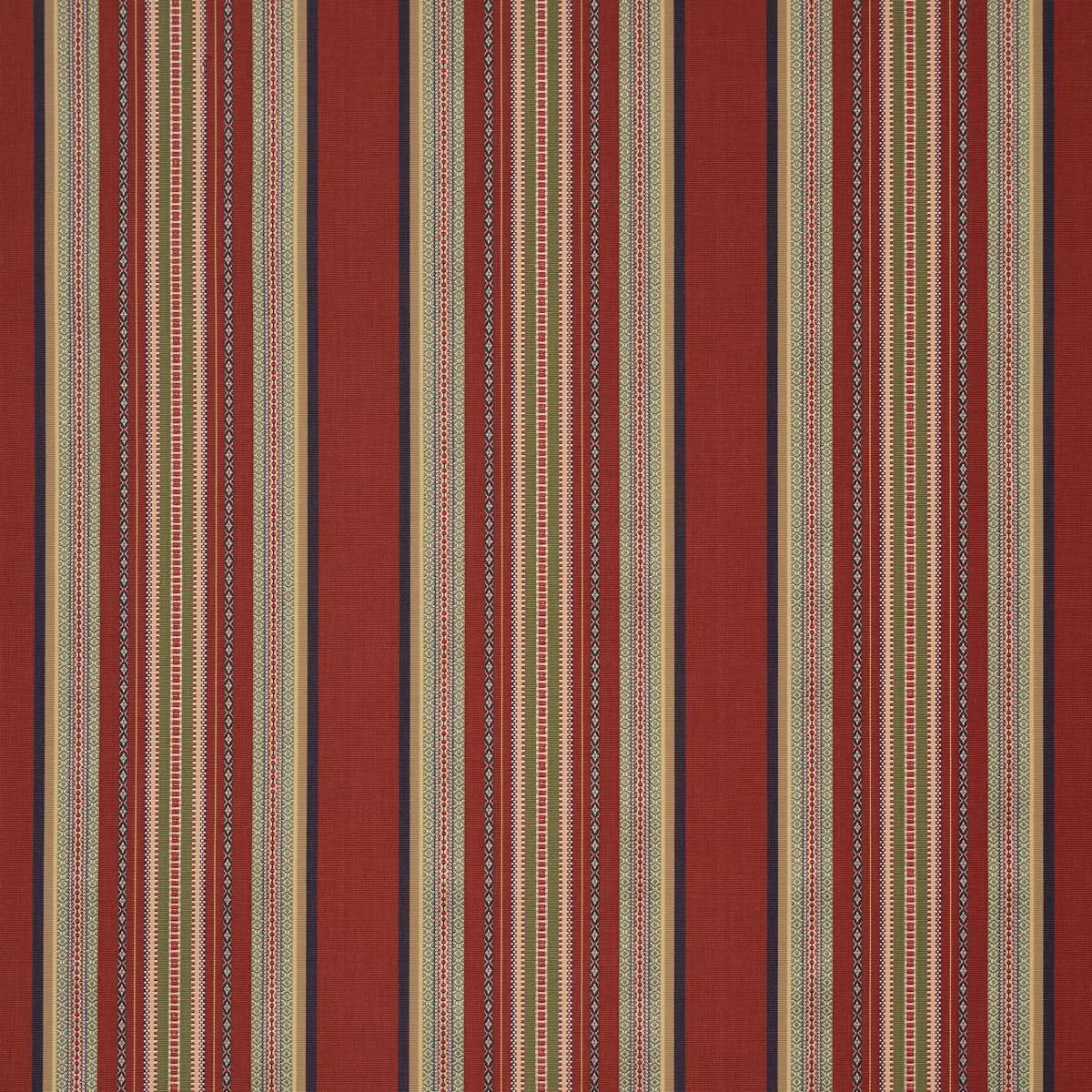 Schumacher 3322023 Wellington Stripe Multi On Spice fabric swatch