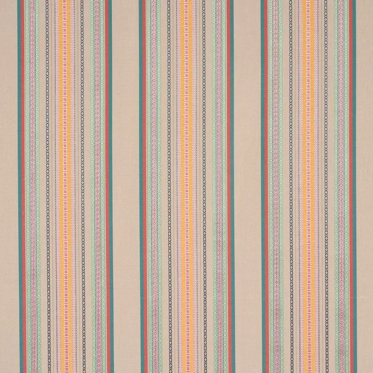 Schumacher 3322026 Wellington Stripe Natural On Multi fabric swatch