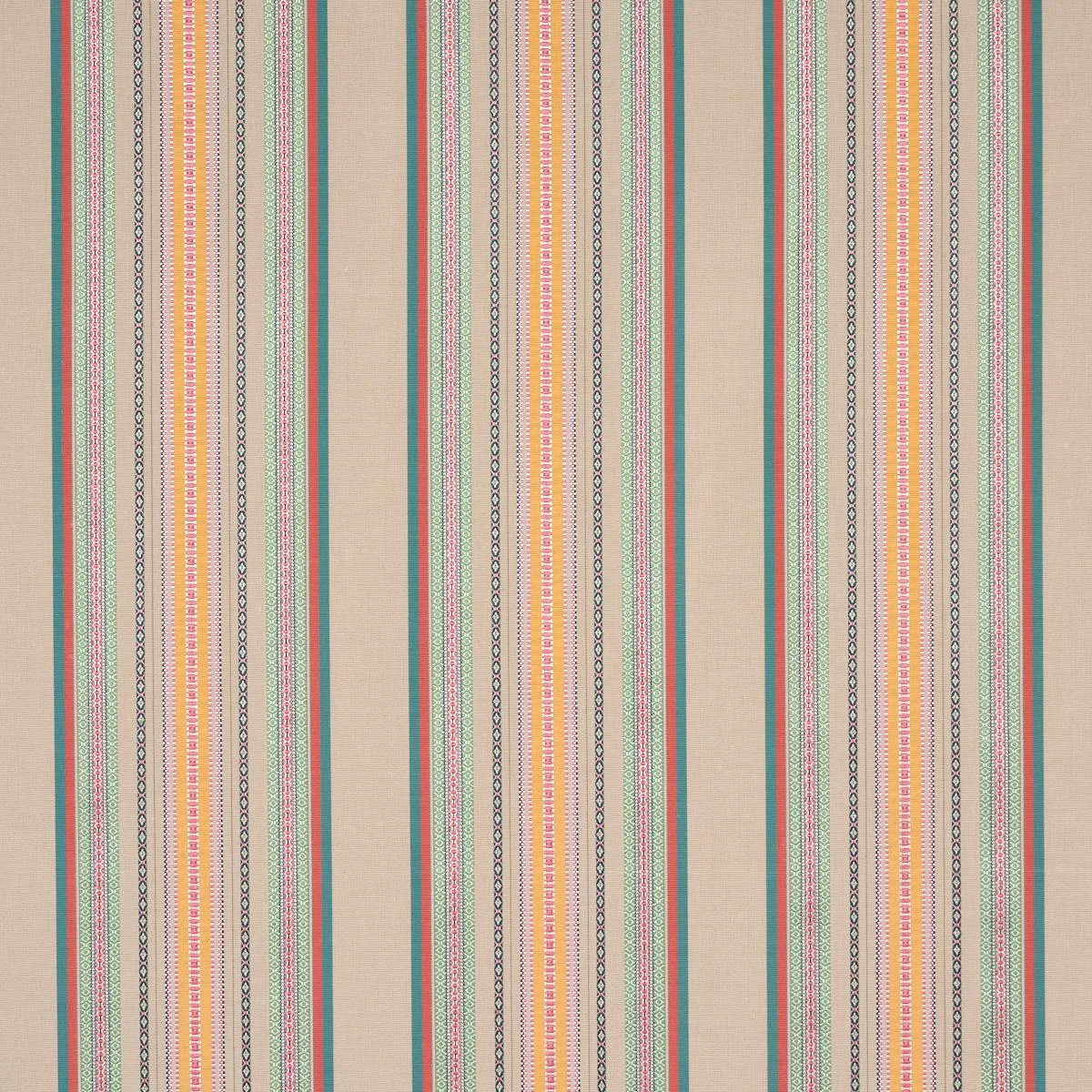 Schumacher 3322026 Wellington Stripe Natural On Multi fabric swatch