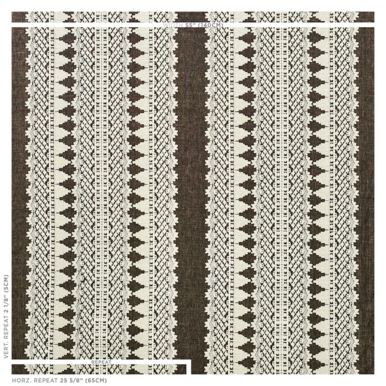 Schumacher 75474 Wentworth Embroidery Carbon fabric swatch