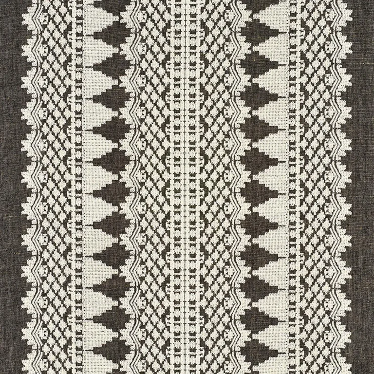 Schumacher 75474 Wentworth Embroidery Carbon fabric swatch