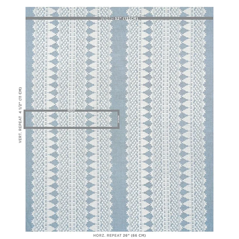 Schumacher 75475 Wentworth Embroidery Chambray fabric swatch