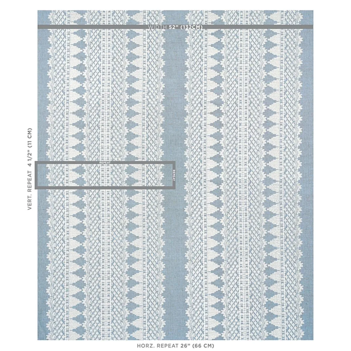 Schumacher 75475 Wentworth Embroidery Chambray fabric swatch