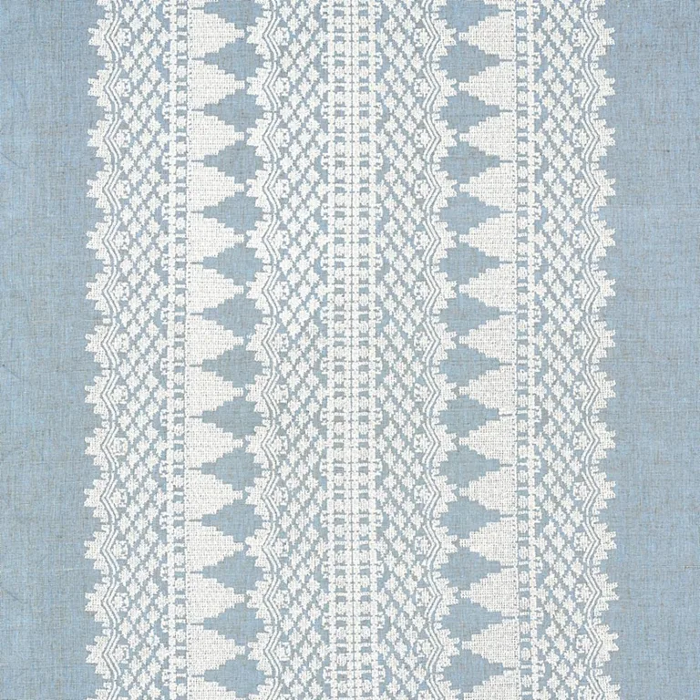 Schumacher 75475 Wentworth Embroidery Chambray fabric swatch