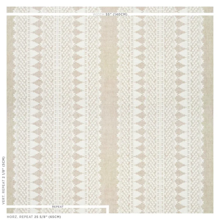 Schumacher 75472 Wentworth Embroidery Natural fabric swatch
