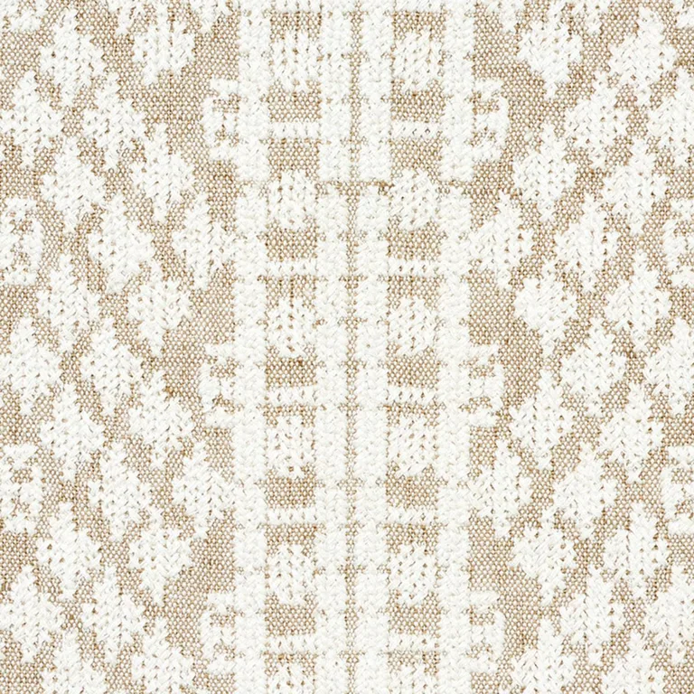 Schumacher 75472 Wentworth Embroidery Natural fabric swatch