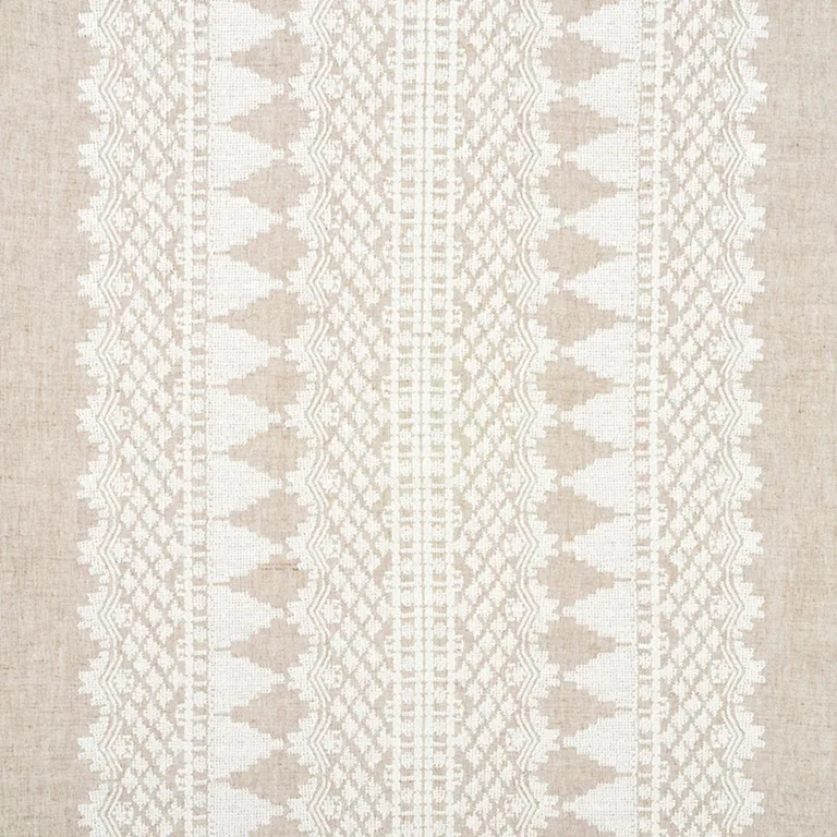 Schumacher 75472 Wentworth Embroidery Natural fabric swatch