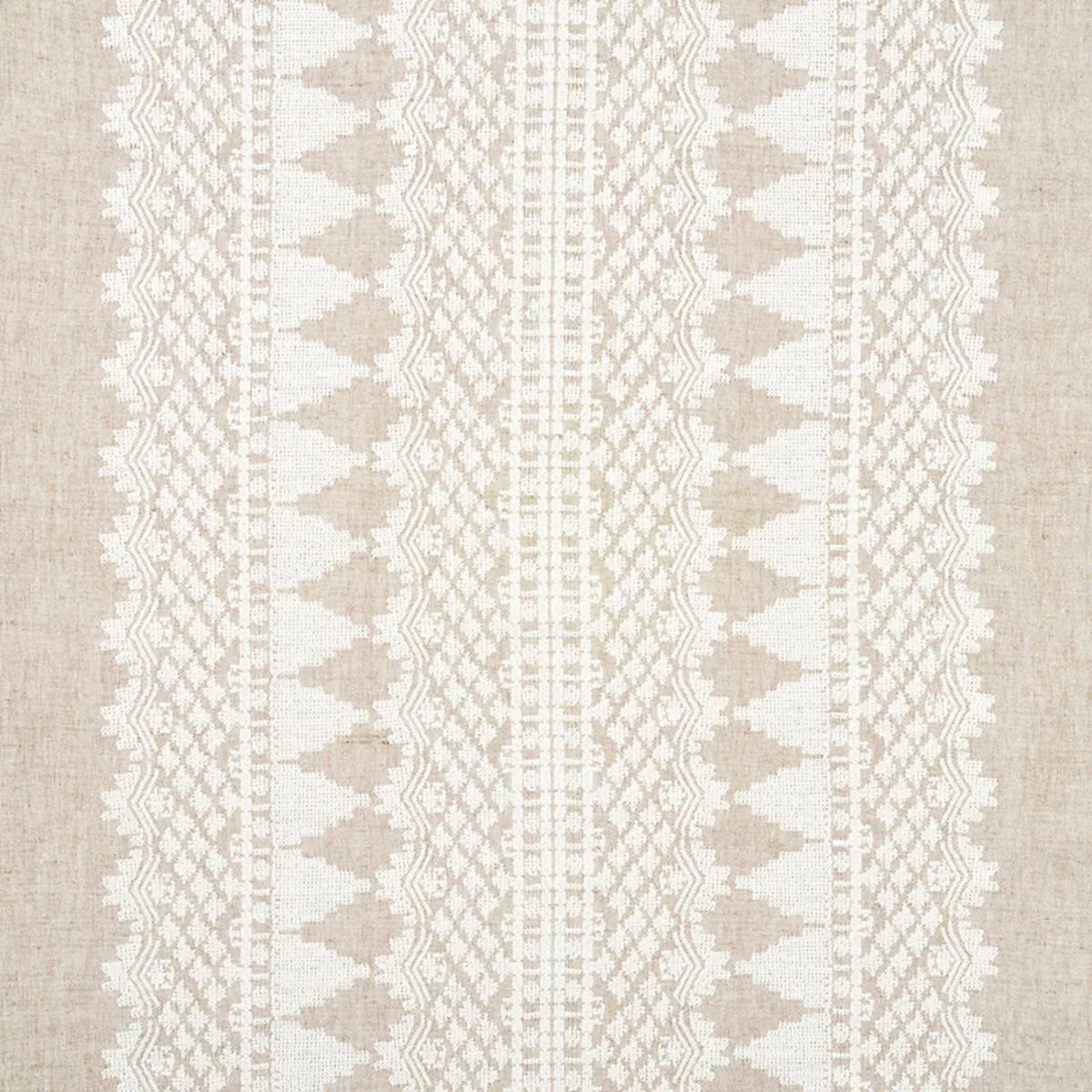 Schumacher 75472 Wentworth Embroidery Natural fabric swatch