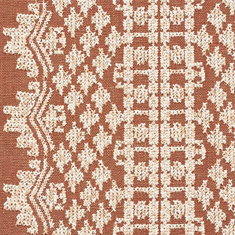 Schumacher 75470 Wentworth Embroidery Rust fabric swatch