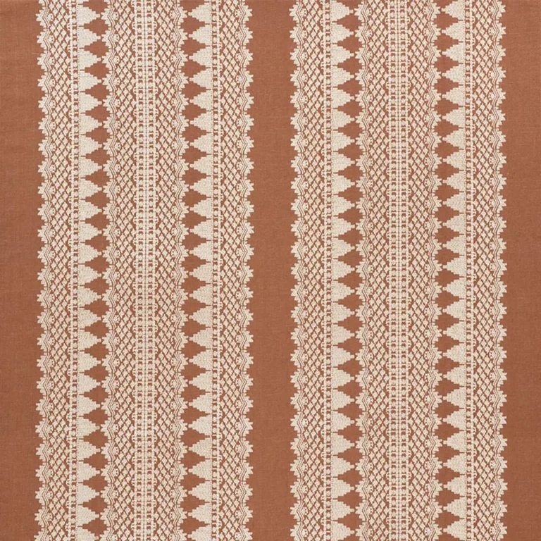 Schumacher 75470 Wentworth Embroidery Rust fabric swatch