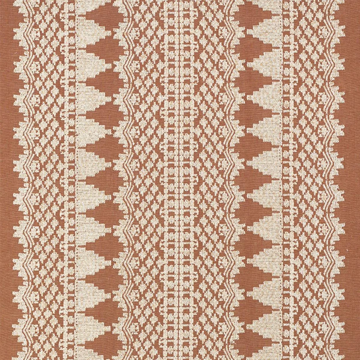 Schumacher 75470 Wentworth Embroidery Rust fabric swatch