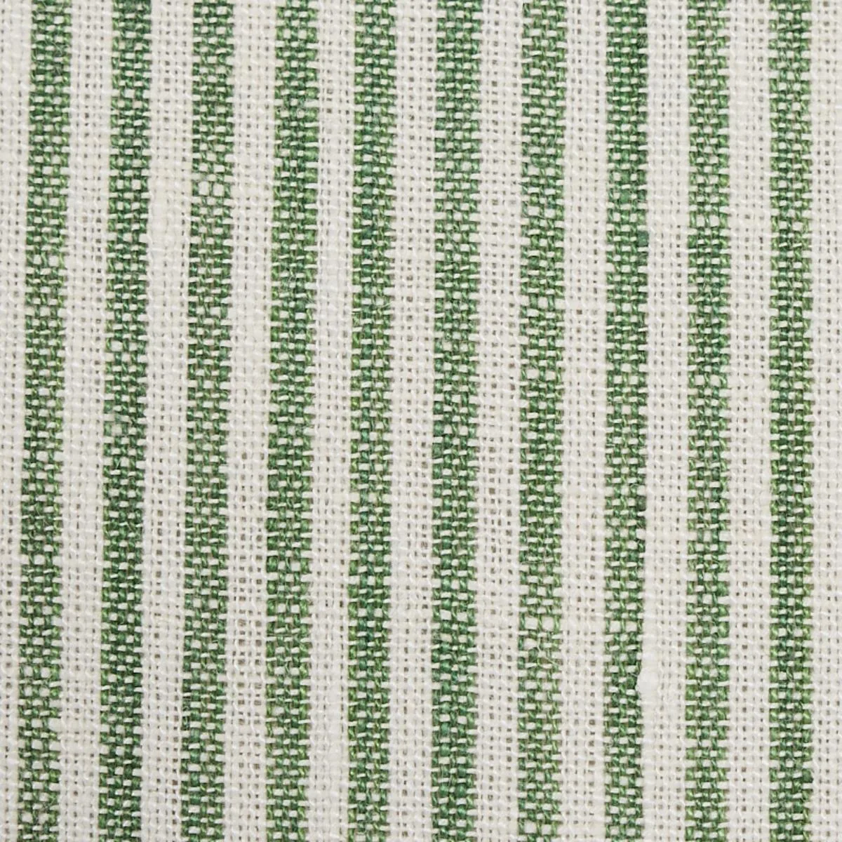 Schumacher 65986 Wesley Linen Ticking Stripe Green fabric swatch