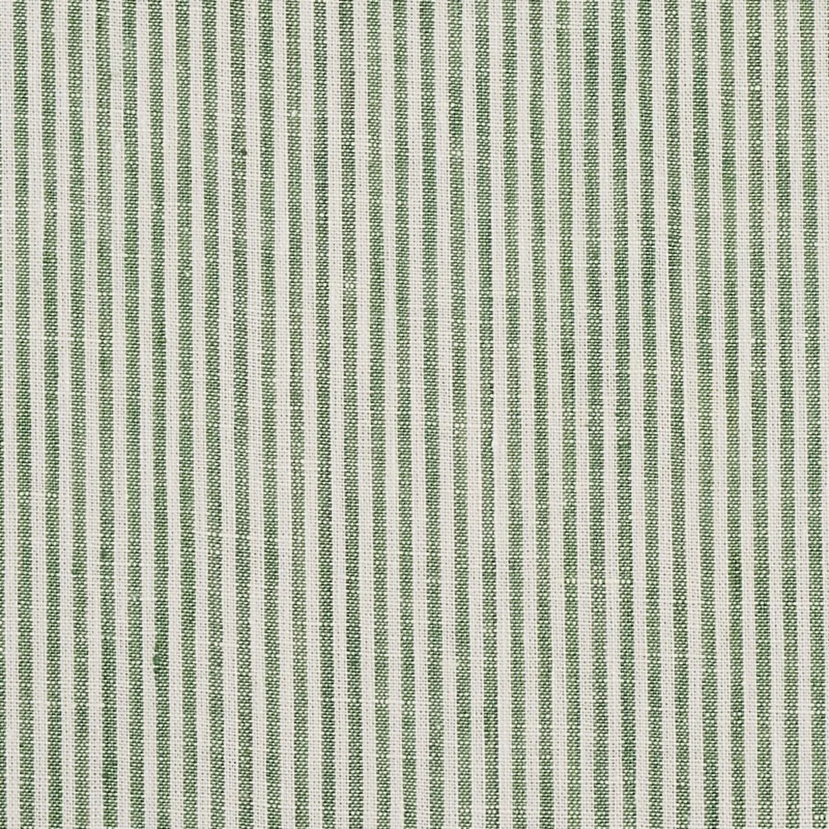 Schumacher 65986 Wesley Linen Ticking Stripe Green fabric swatch