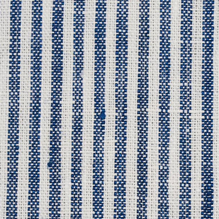 Schumacher 65987 Wesley Linen Ticking Stripe Indigo fabric swatch