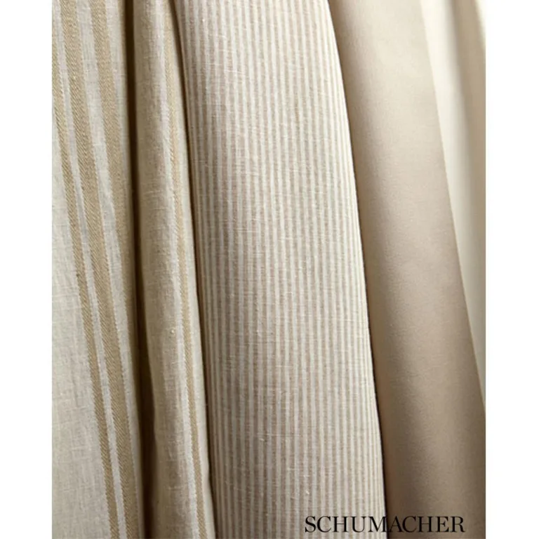 Schumacher 65980 Wesley Linen Ticking Stripe Umber fabric swatch