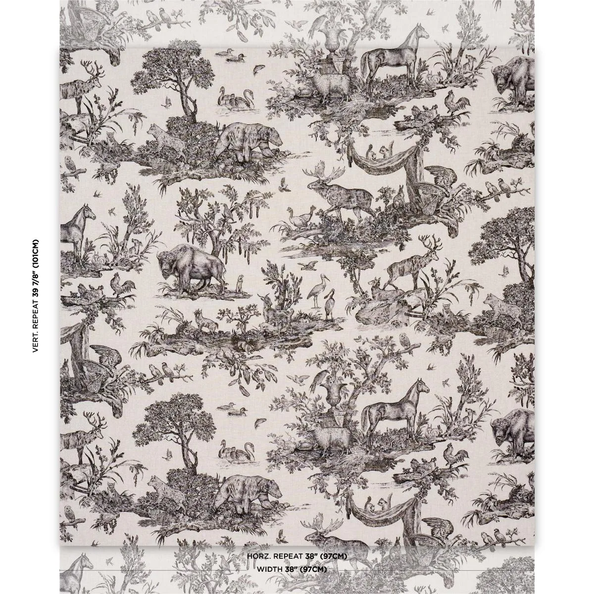 Schumacher 182270 Western Toile Carbon fabric swatch