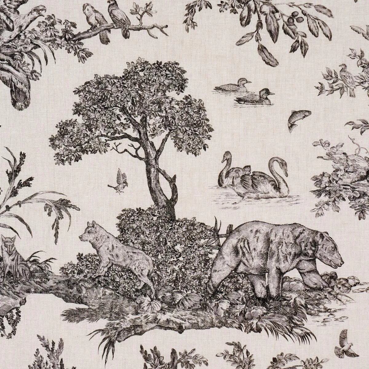 Schumacher 182270 Western Toile Carbon fabric swatch