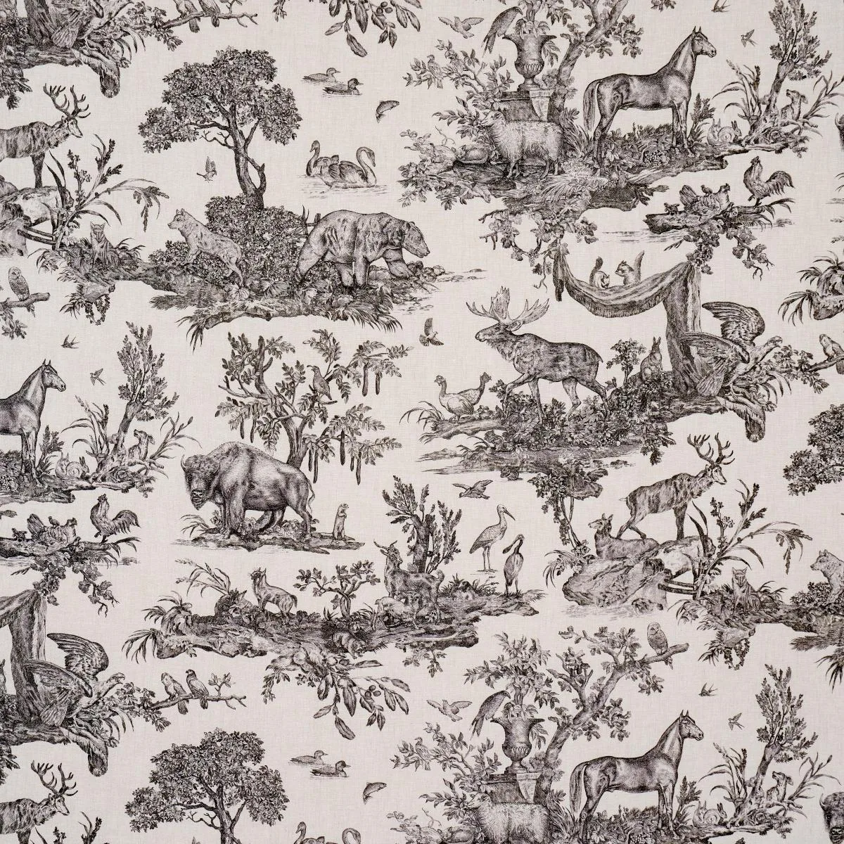 Schumacher 182270 Western Toile Carbon fabric swatch