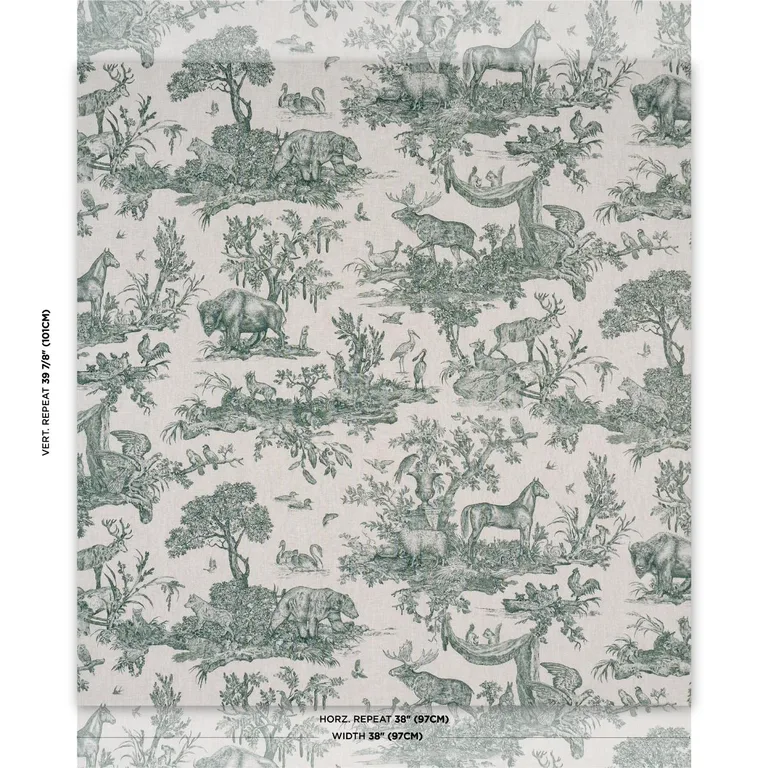 Schumacher 182272 Western Toile Forest fabric swatch