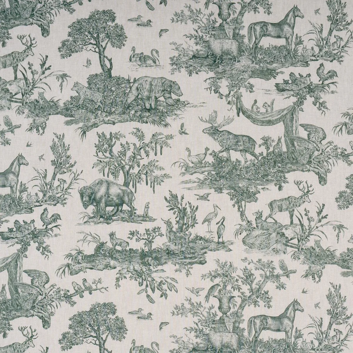 Schumacher 182272 Western Toile Forest fabric swatch
