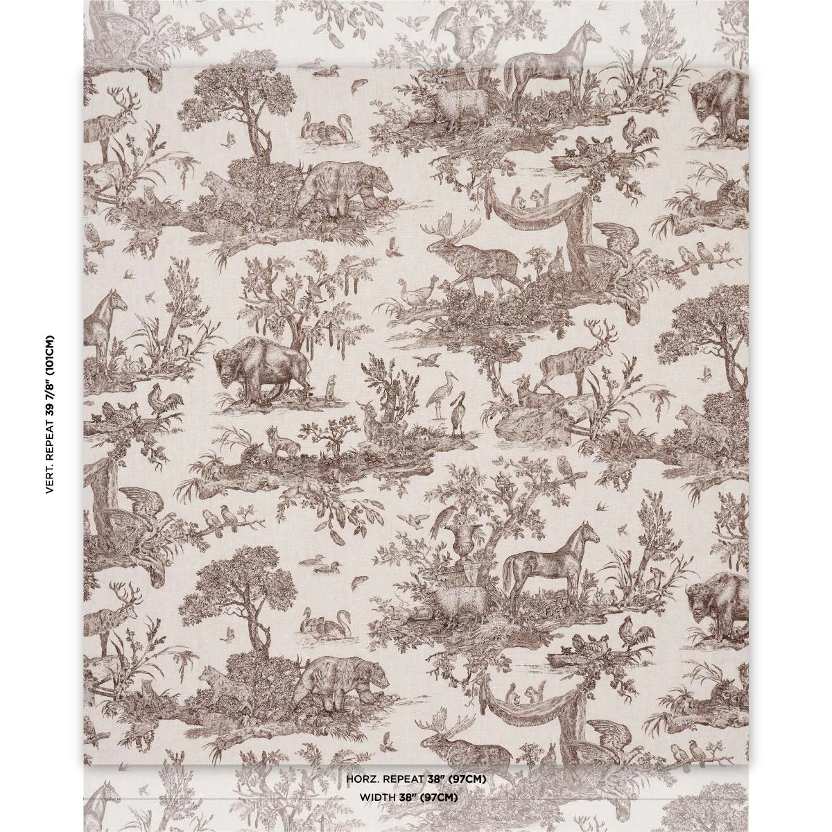 Schumacher 182271 Western Toile Sepia fabric swatch