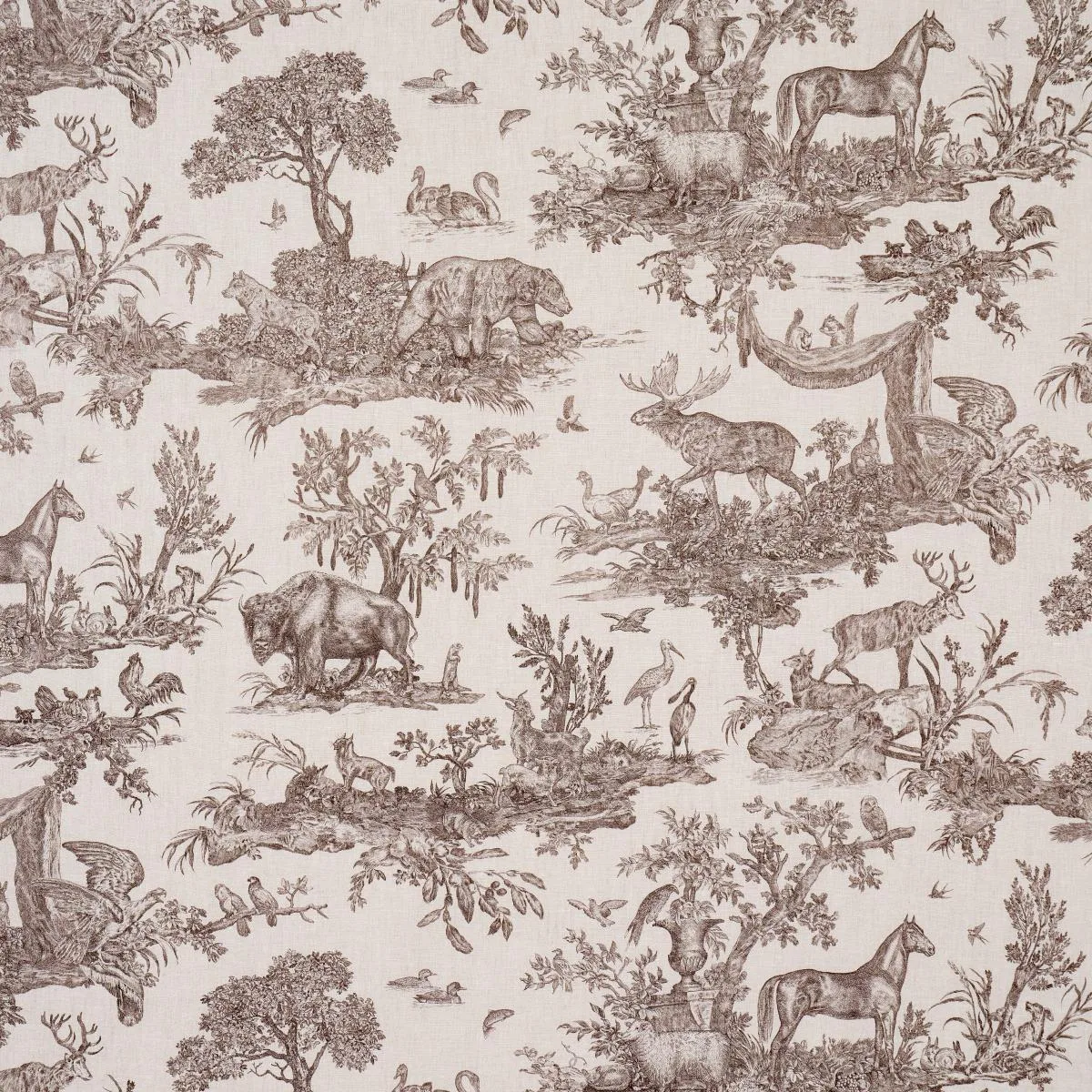 Schumacher 182271 Western Toile Sepia fabric swatch