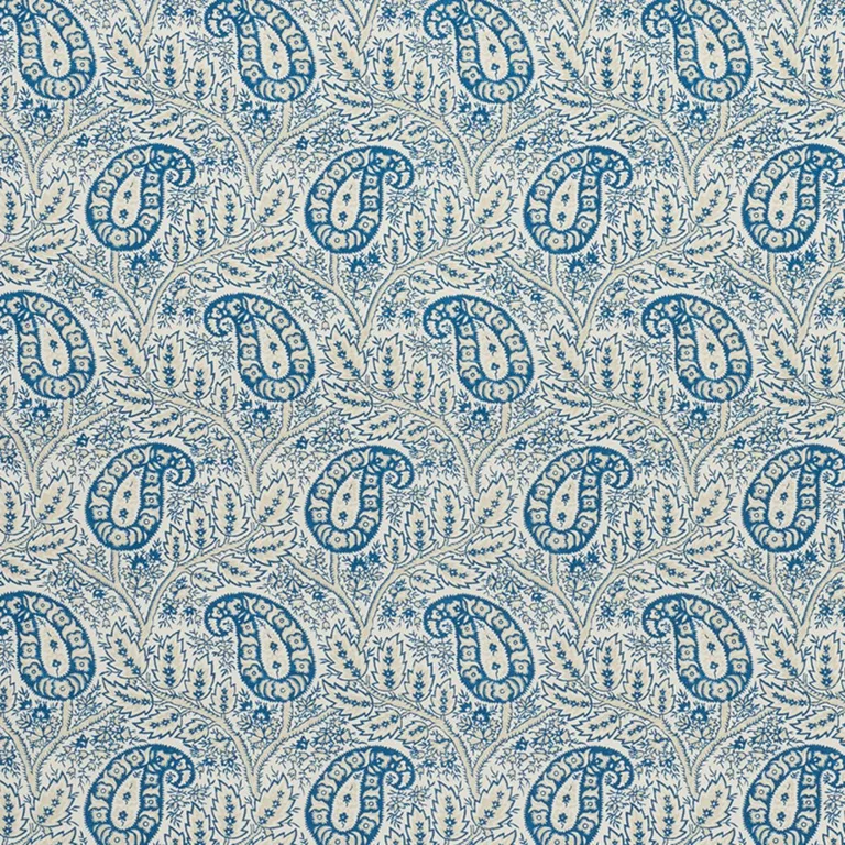 Schumacher 1297002 Whittaker Paisley Indigo fabric swatch